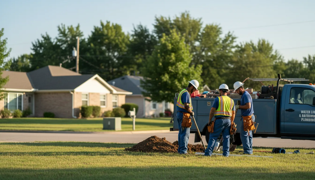 Residential water line and bathroom plumbing service in Hollister, OK